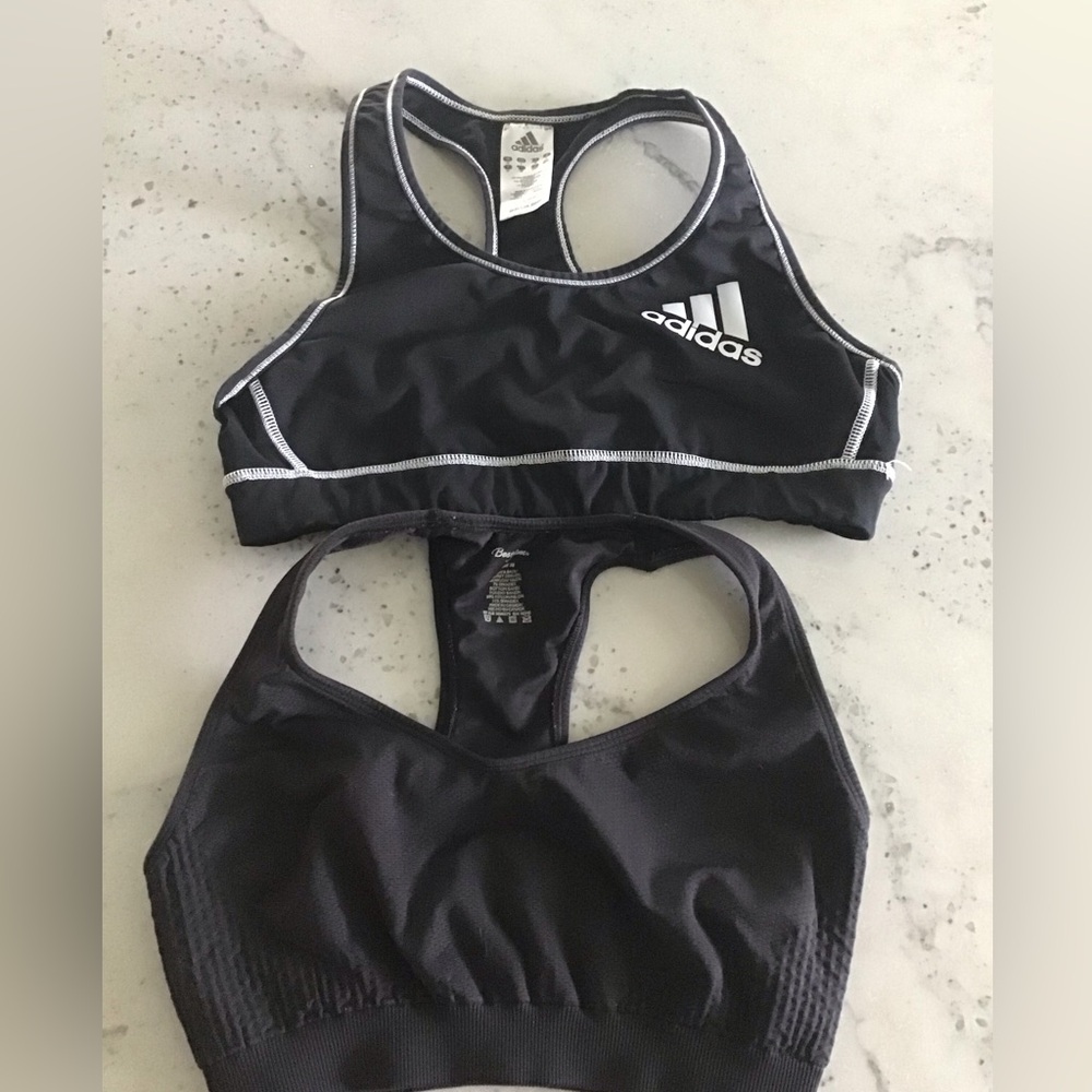 2 Black Sport Bras Adidas and Bestform